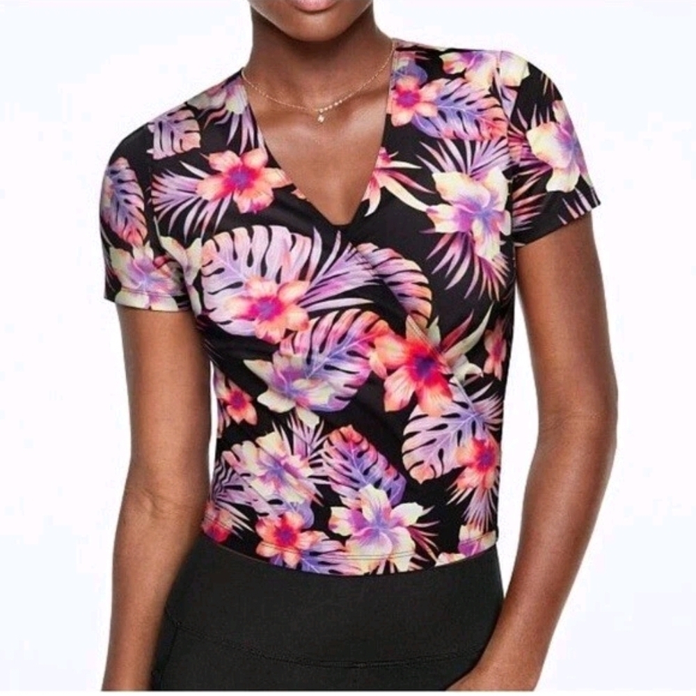 PINK Victoria's Secret Black Floral Bodysuit